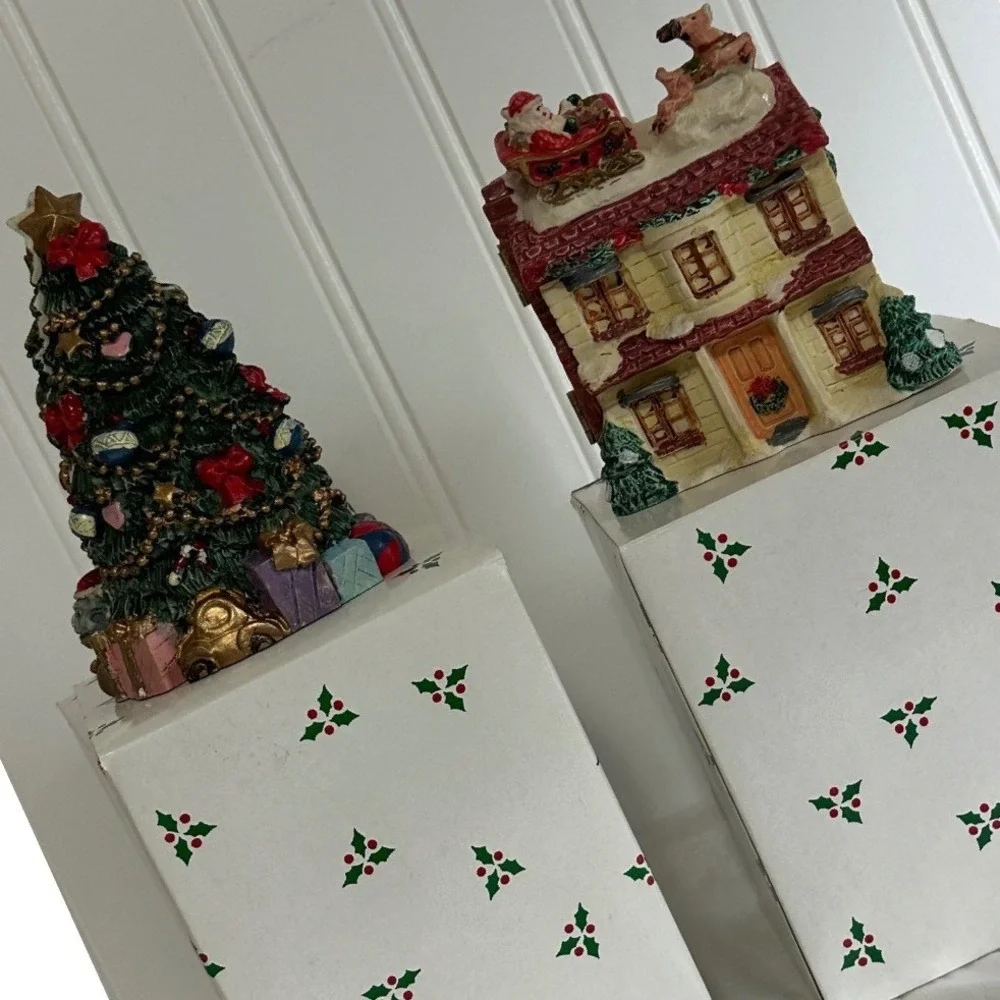 Unbranded Hinged Christmas Figurine‎ Set Multicolor Excellent Hinged Resin Vntge